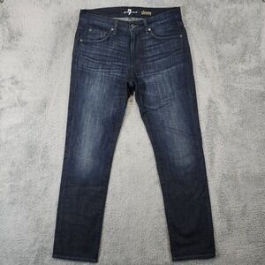 7 For All Mankind Slimmy Mens 34x30 Jeans Blue Dark Wash Slim Fit Stretch Denim